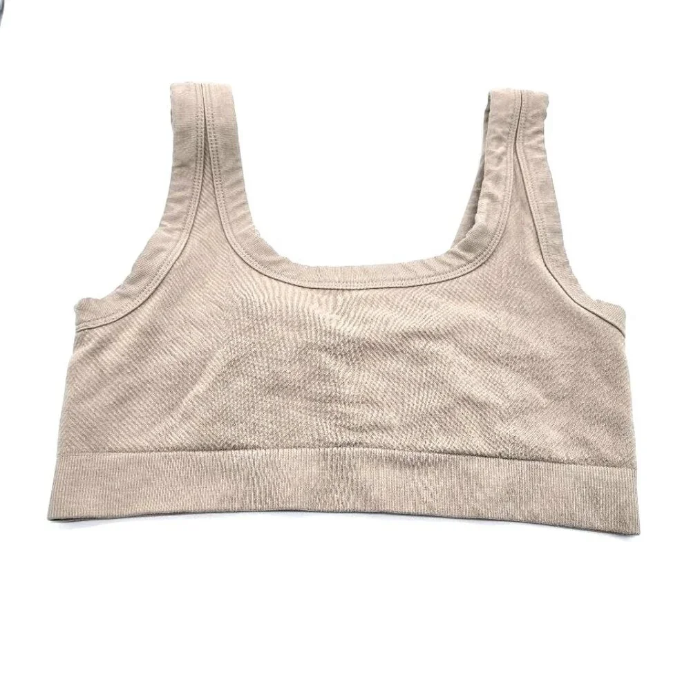 Seamless Sports Bra Small Ribbed Tan Zella